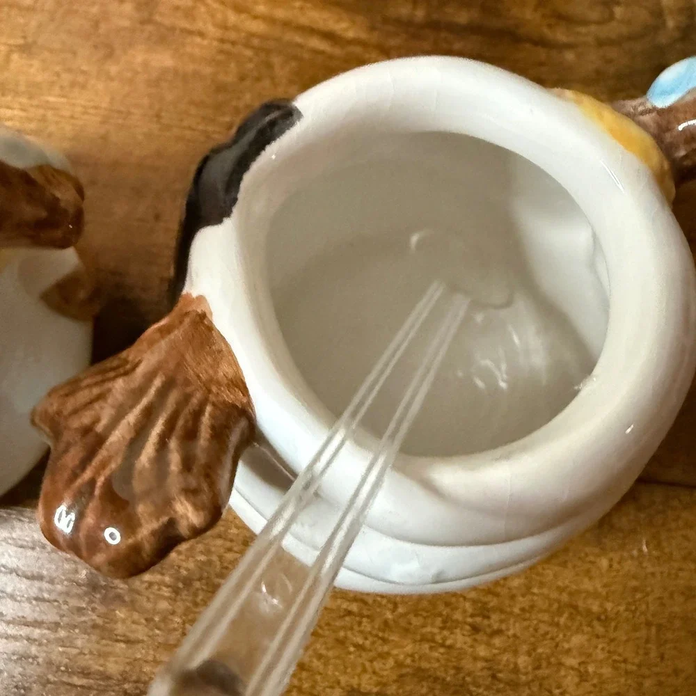 VTG HomeTrends Ceramic Snowman Sugar Creamer Set with Spoon Let‎ It Snow Holiday